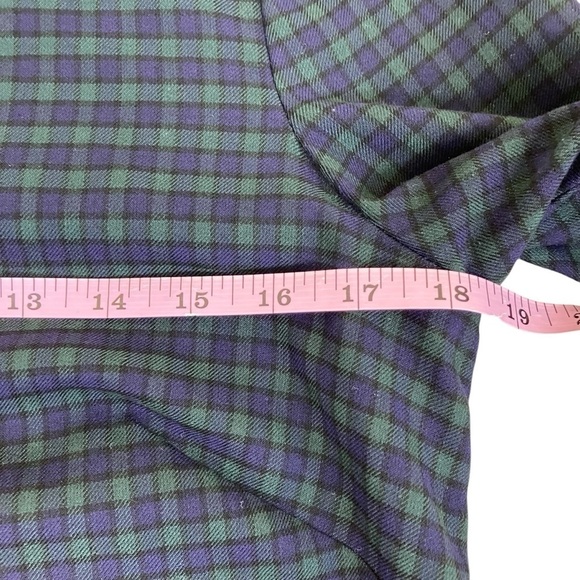 Loft Green And Navy Tartan Plaid Balloon Ruffle Sleeve A-line Mini Dress Sz 4 - Picture 15 of 16